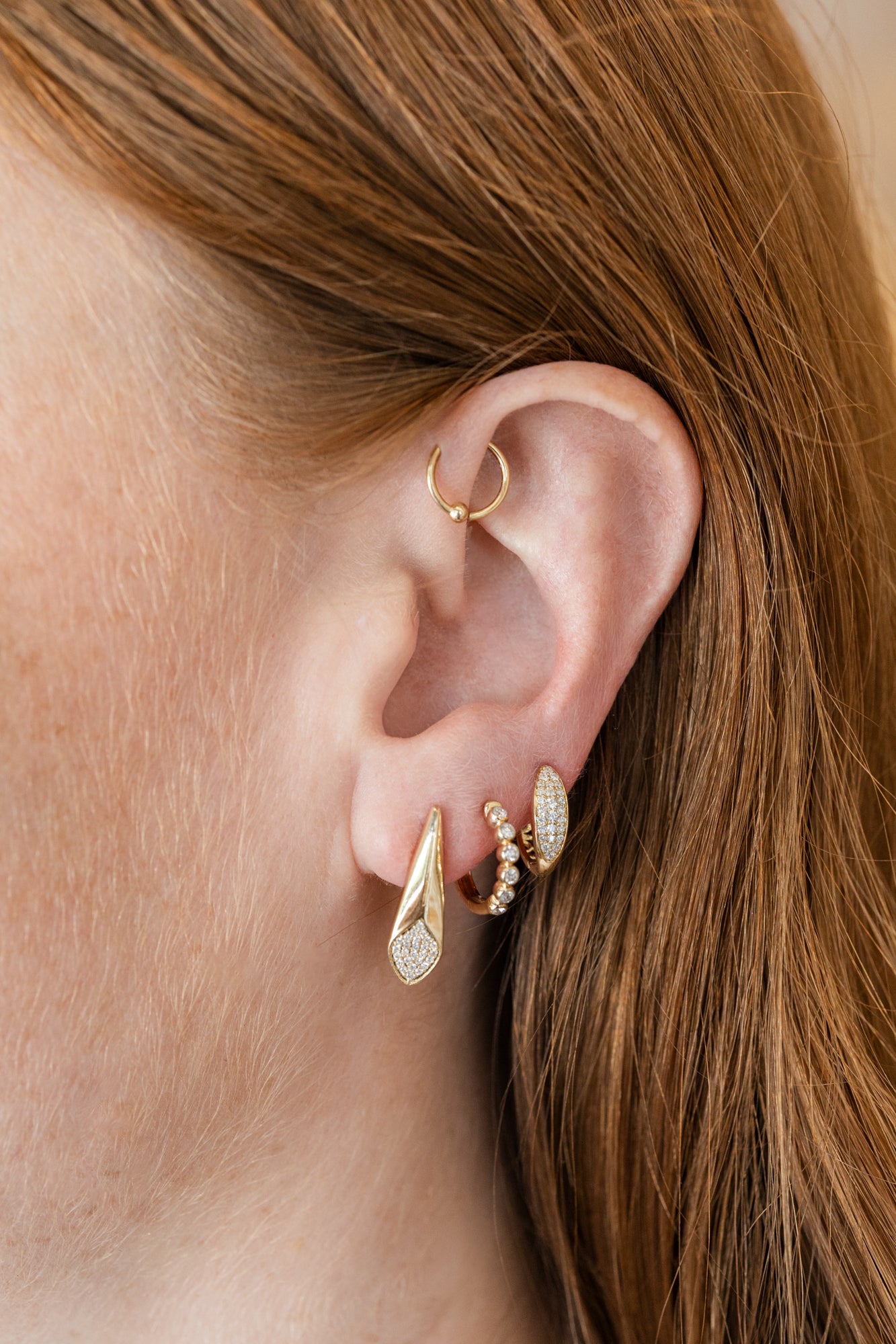 14k Gold .17ct Diamond Pave Drop Earring