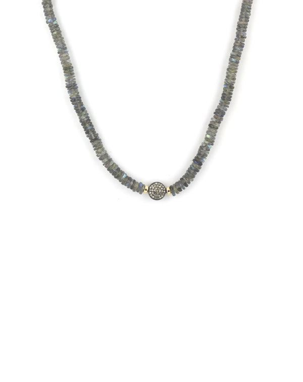 Luxe Diamond Heishi Labradorite Necklace