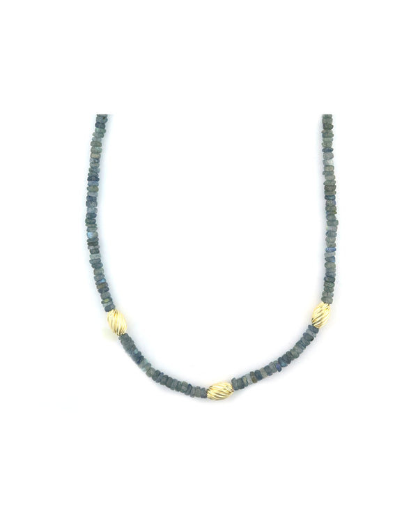 4mm Smooth Labradorite Fluted Rondelle Necklace