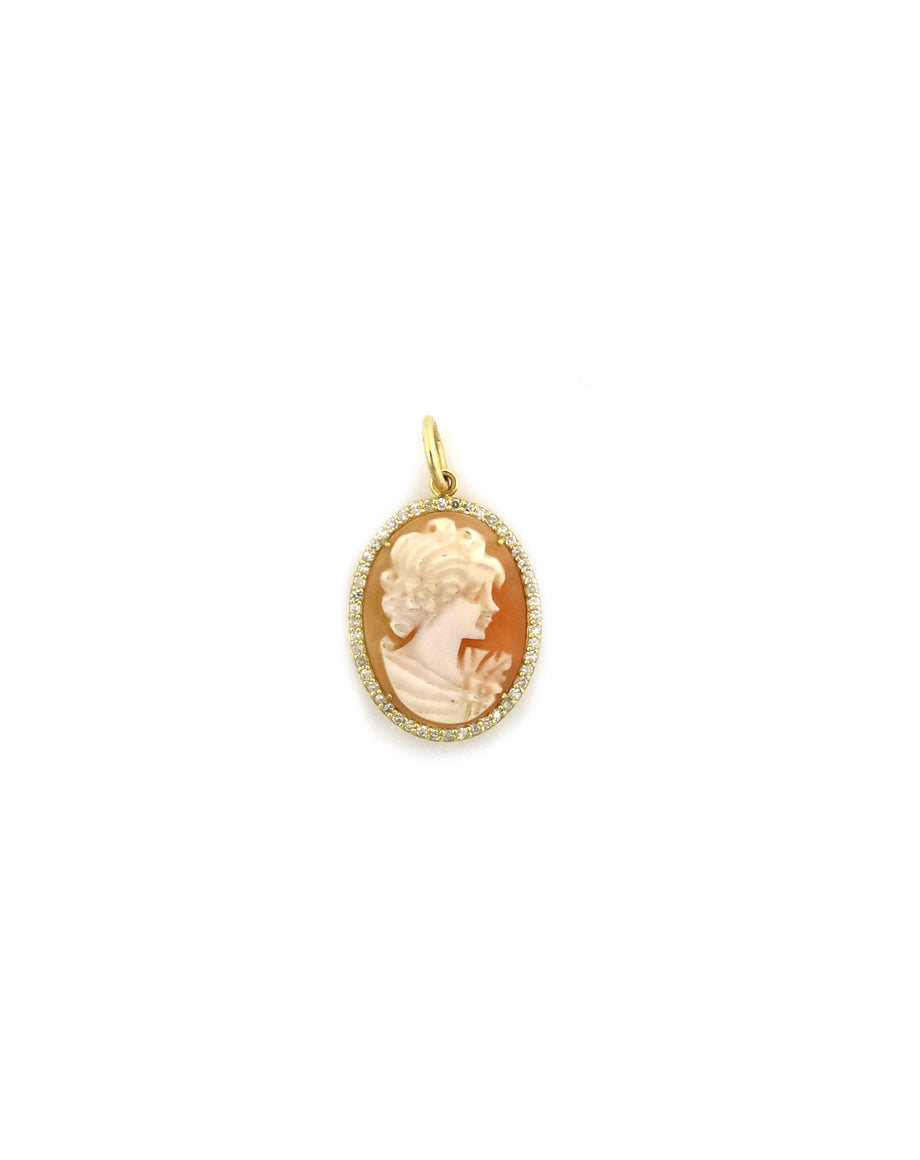 14K Gold Diamond Josephine Cameo Pendant