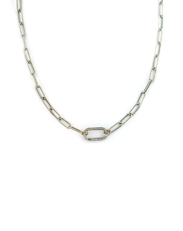 Large Luxe Lexi Lock Necklace: Silver Paper Clip