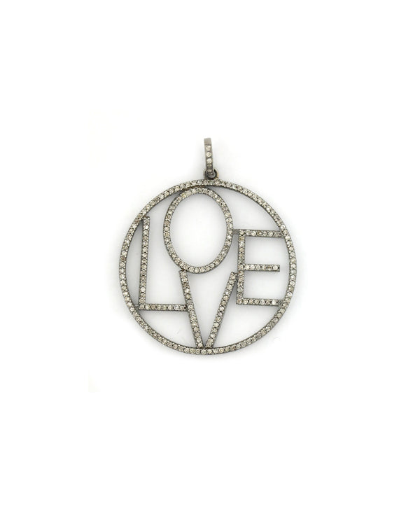 Silver Diamond Large Cut Out Love Circle Charm