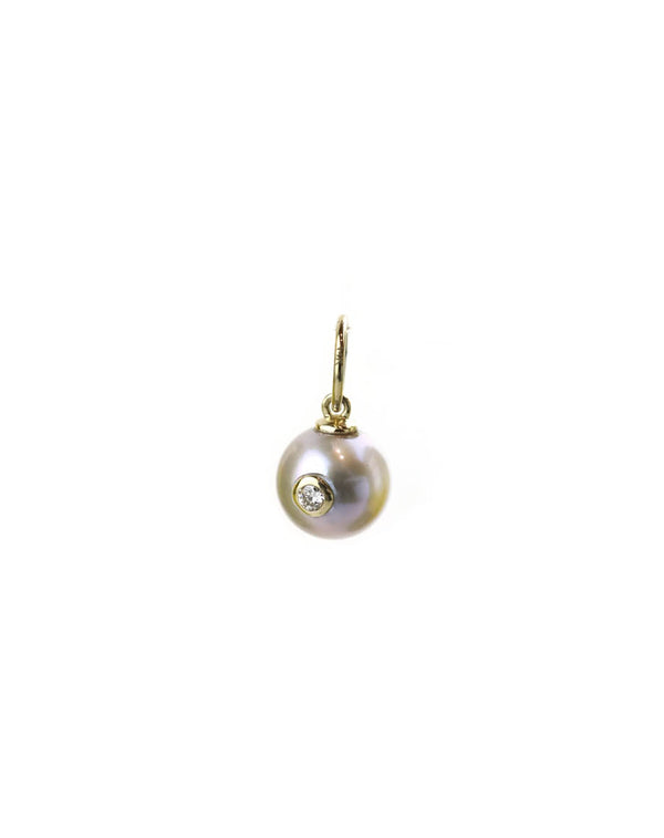 10mm 14K Gold Diamond Lavender Pearl Charm