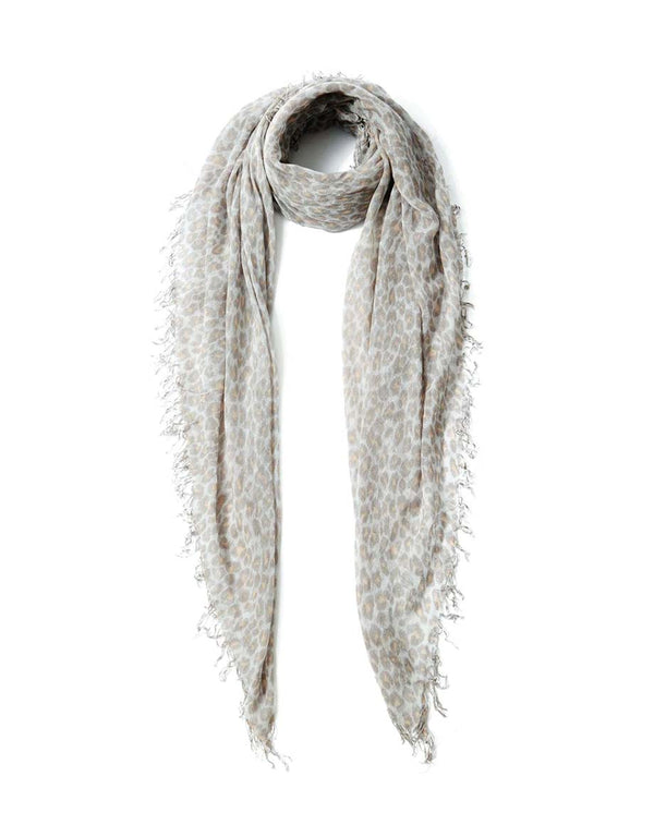 Chan Luu Scarf White Combo Leopard