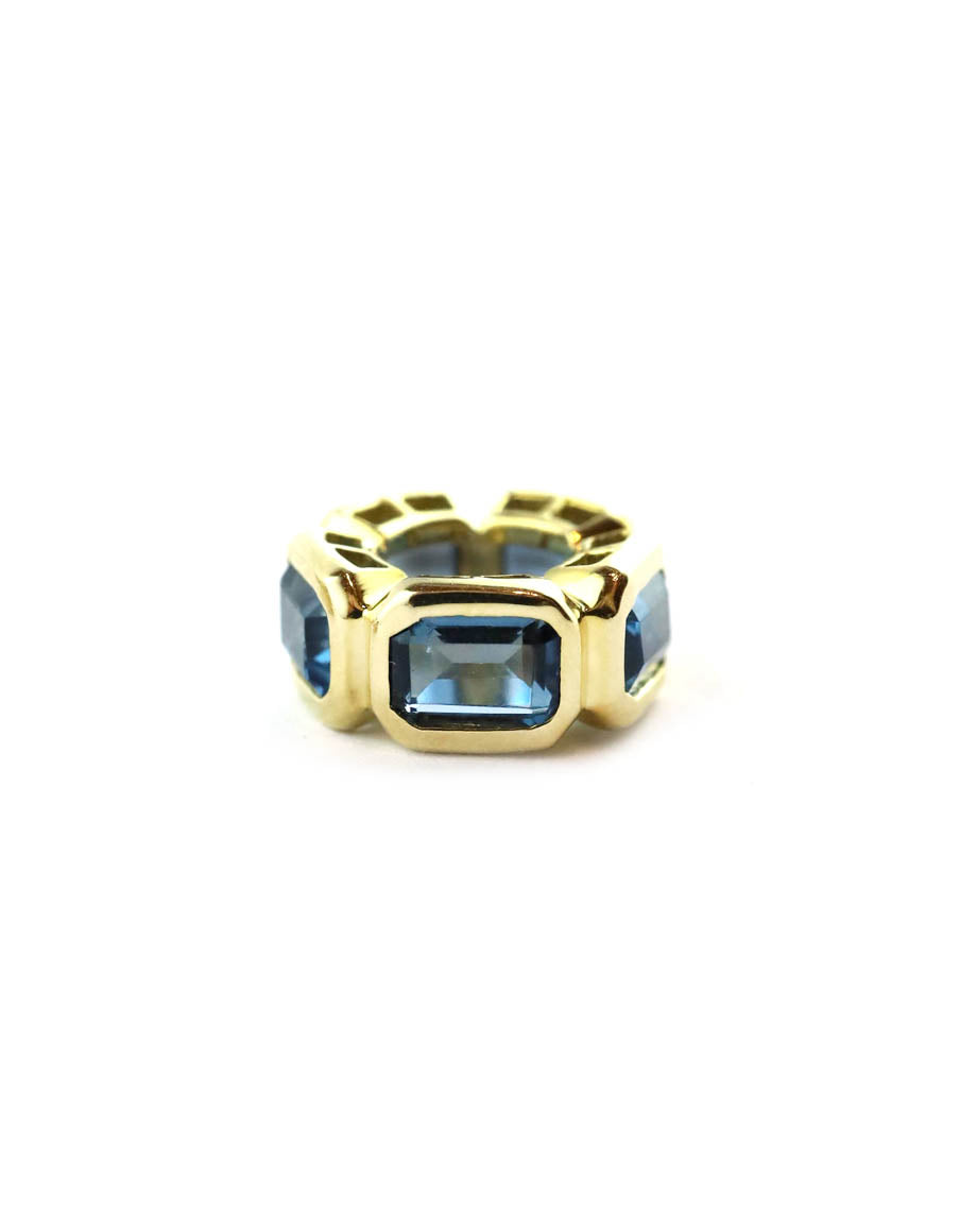 Chunky 14K Gold London Blue Bezel Spacer