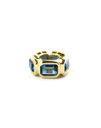 Chunky 14K Gold London Blue Bezel Spacer