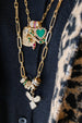14K Gold Emerald & Ruby Snake Charm