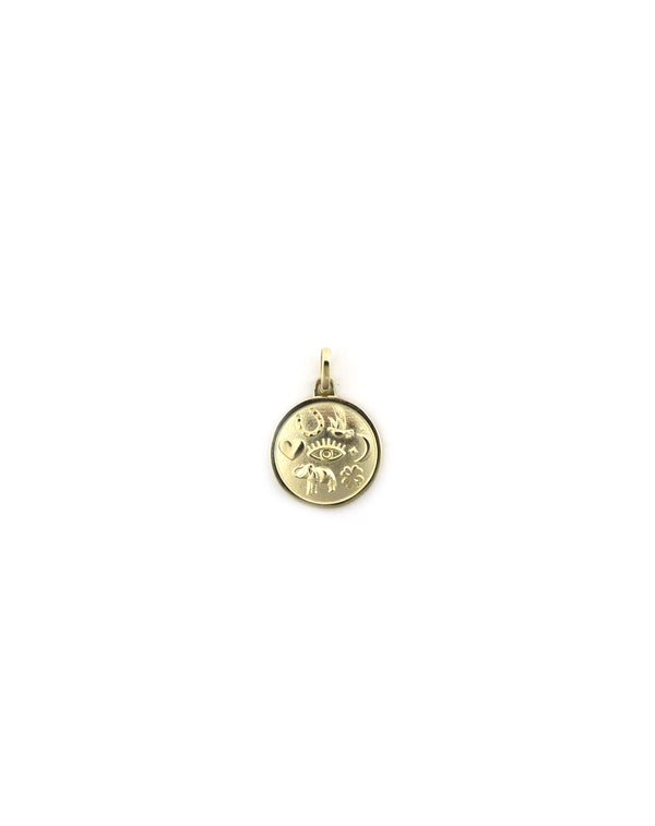 14K Gold Lucky Charm Disc Charm