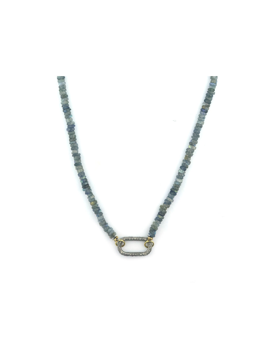 The Large Luxe Lexi Lock Necklace: 4mm Smooth Labradorite
