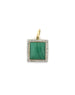 14K Gold Diamond Square Malachite Charm