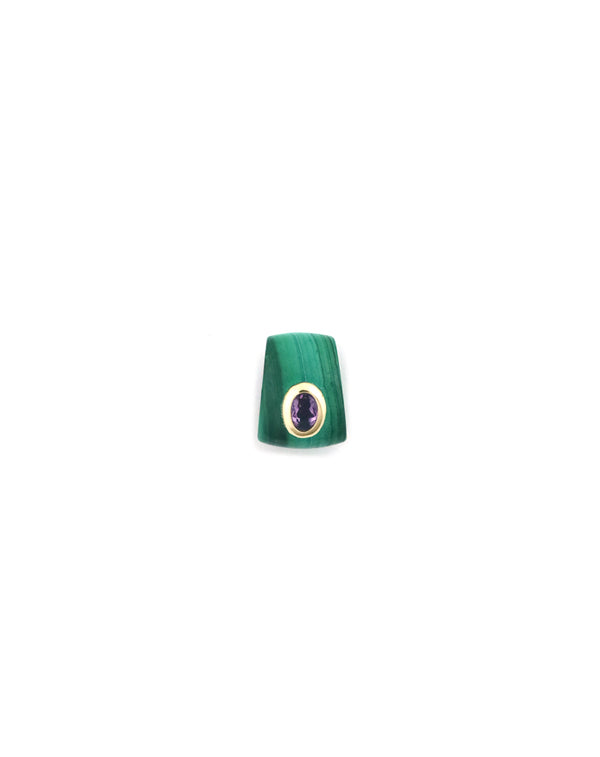 14K Gold Malachite Amethyst Slide