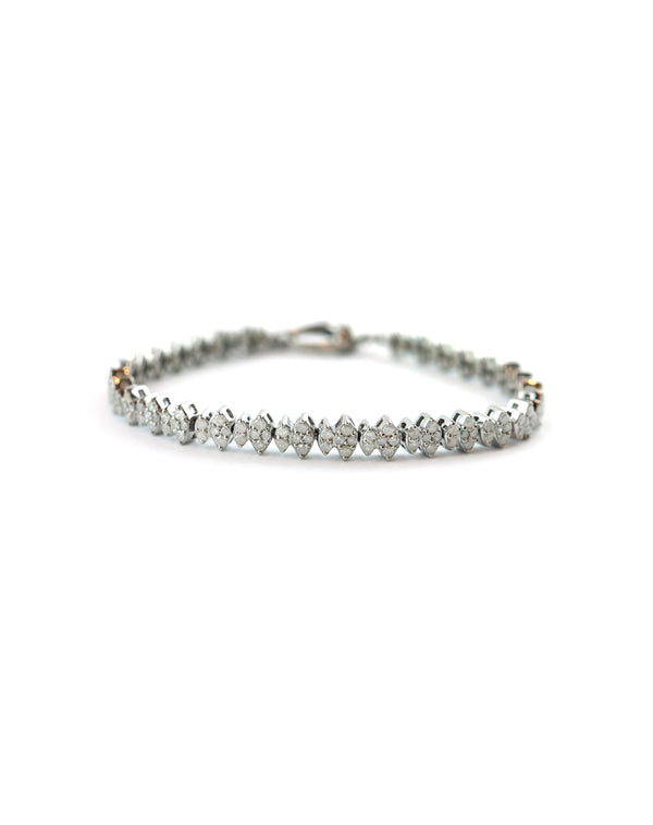 Silver Diamond Marquise Shaped Tennis Bracelet