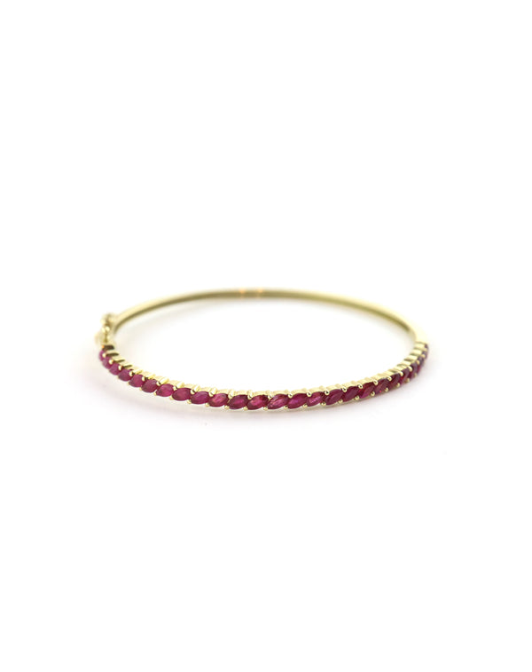 14K Gold 3.02ct Marquise Ruby Bangle