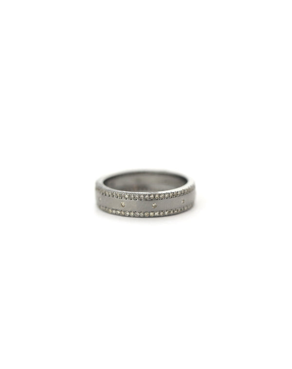 Matte Silver Diamond Dotted Band