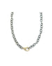 Large 14K Gold Diamond Lobster Lock & Matte Silver Link Necklace