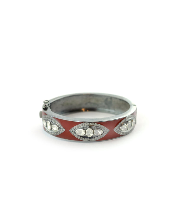 Merlot Enamel Polki Diamond Bangle