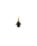 Mini 14K Gold Puffy Onyx Diamond Hamsa Charm