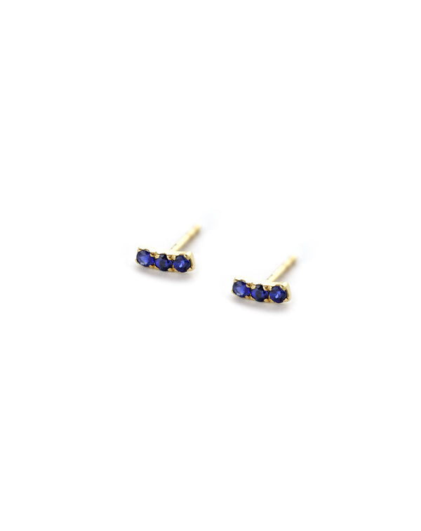 Tiny 14K Gold .22ct Sapphire Trio Studs