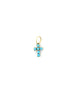 14K Gold Mini Turquoise Cross Charm