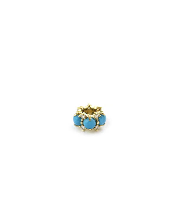 Mini 14K Gold Turquoise Double Diamond Spacer