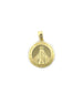 14K Gold Miraculous Mary Round Coin Pendant