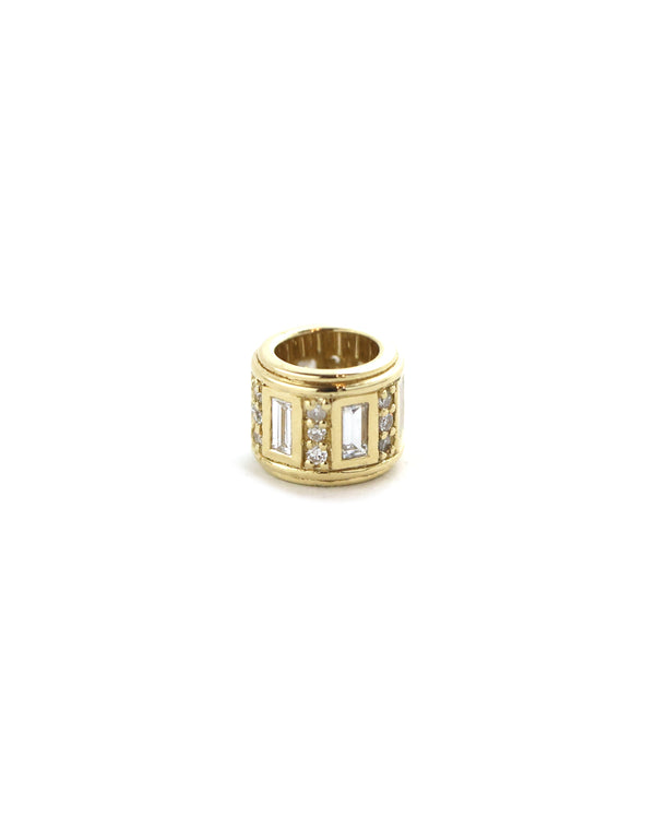 14K Gold Mixed Diamond Barrel Spacer