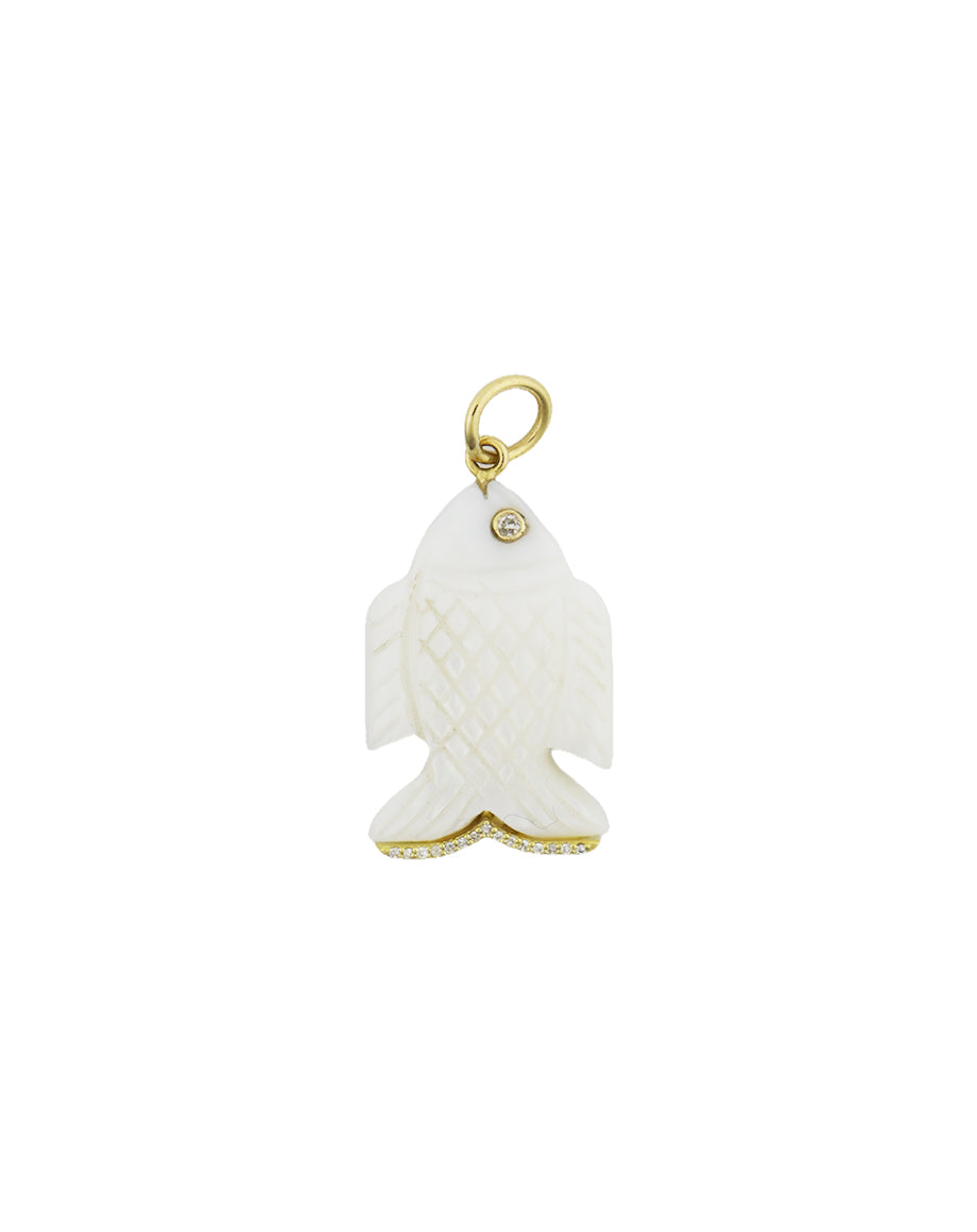 14K Gold Carved Mother of Pearl Fish