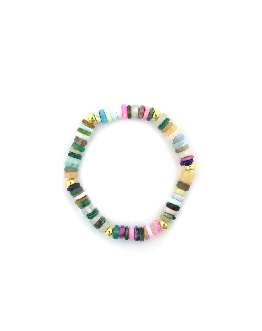 6-7mm Multi Heishi Agate Rondelle Bracelet