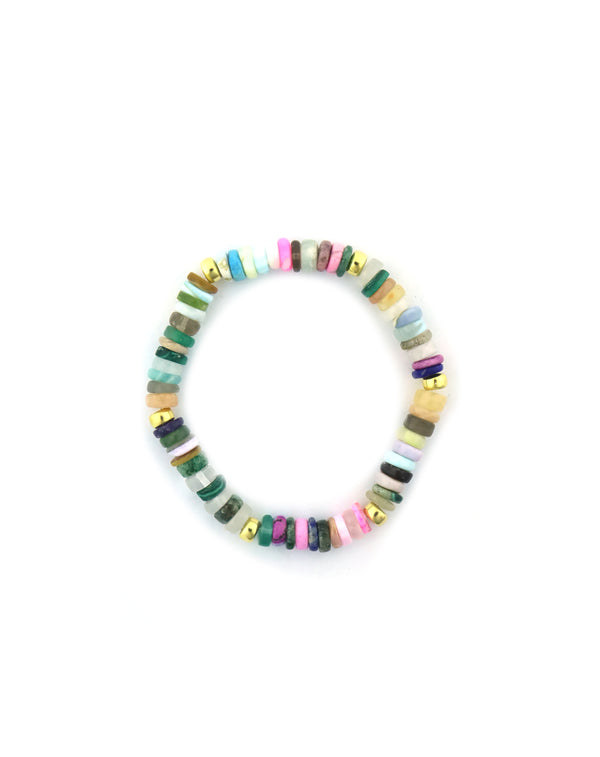 6-7mm Pink Heishi Agate Rondelle Bracelet