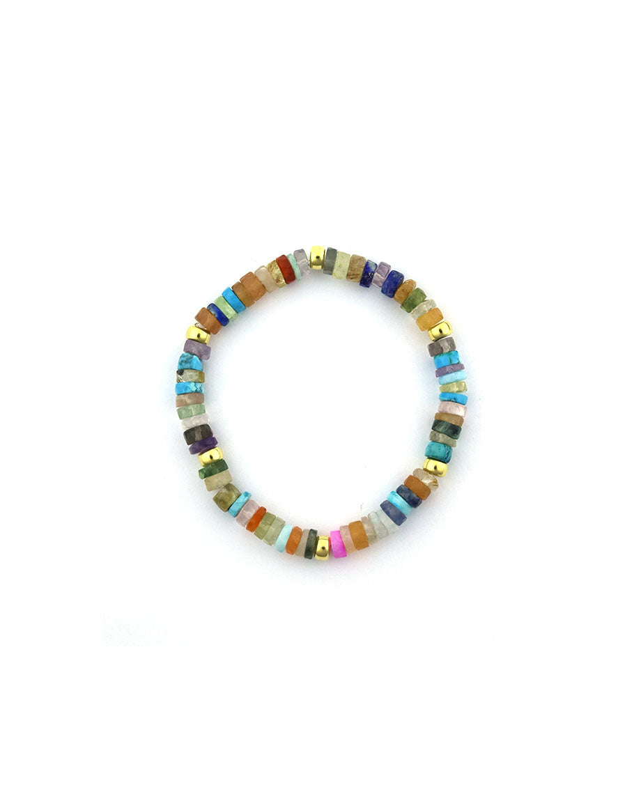 6mm Heishi Sandy Multi Agate Rondelle Bracelet