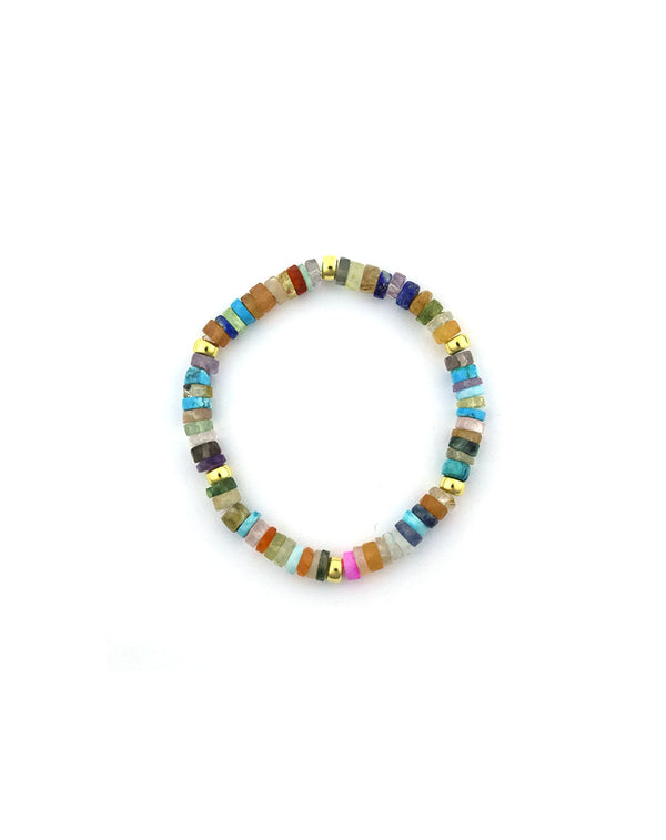 6mm Heishi Sandy Multi Agate Rondelle Bracelet