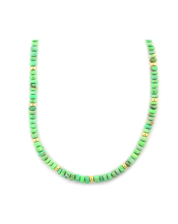 6mm Neon Green Turquoise Rondelle Necklace