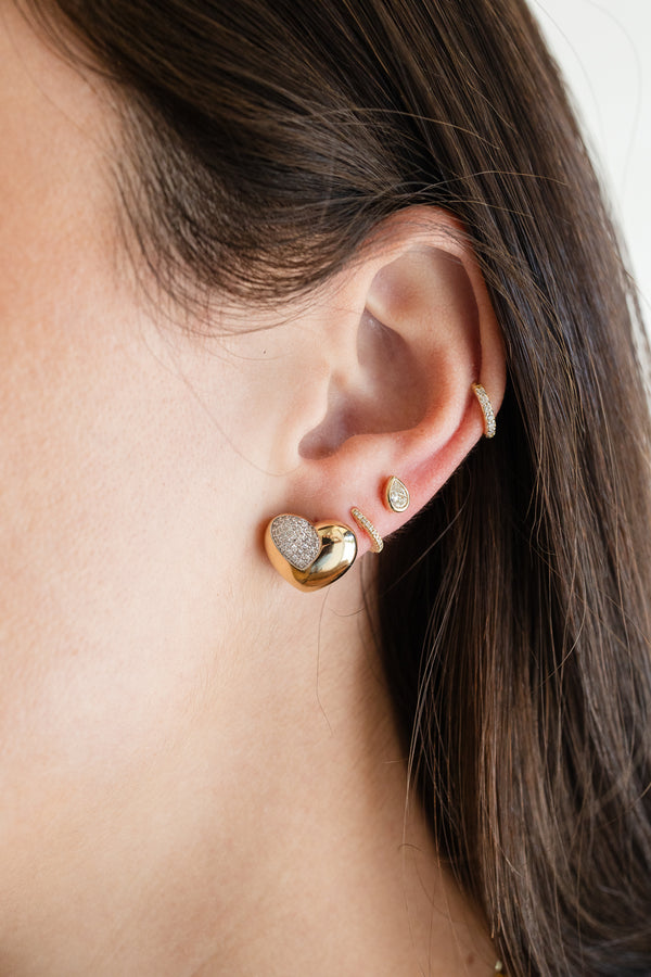 Small 14K Gold Pear Diamond Bezel Studs