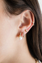 14K Gold Melting Diamond & Pearl Drop Studs