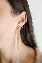 14K Gold Diamond Triangle Duster Chain Earrings