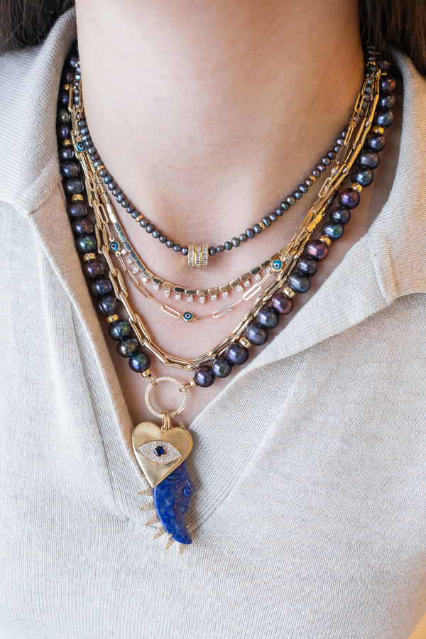 Lock Ready: 7mm Open Peacock Pearl Rondelle Strand