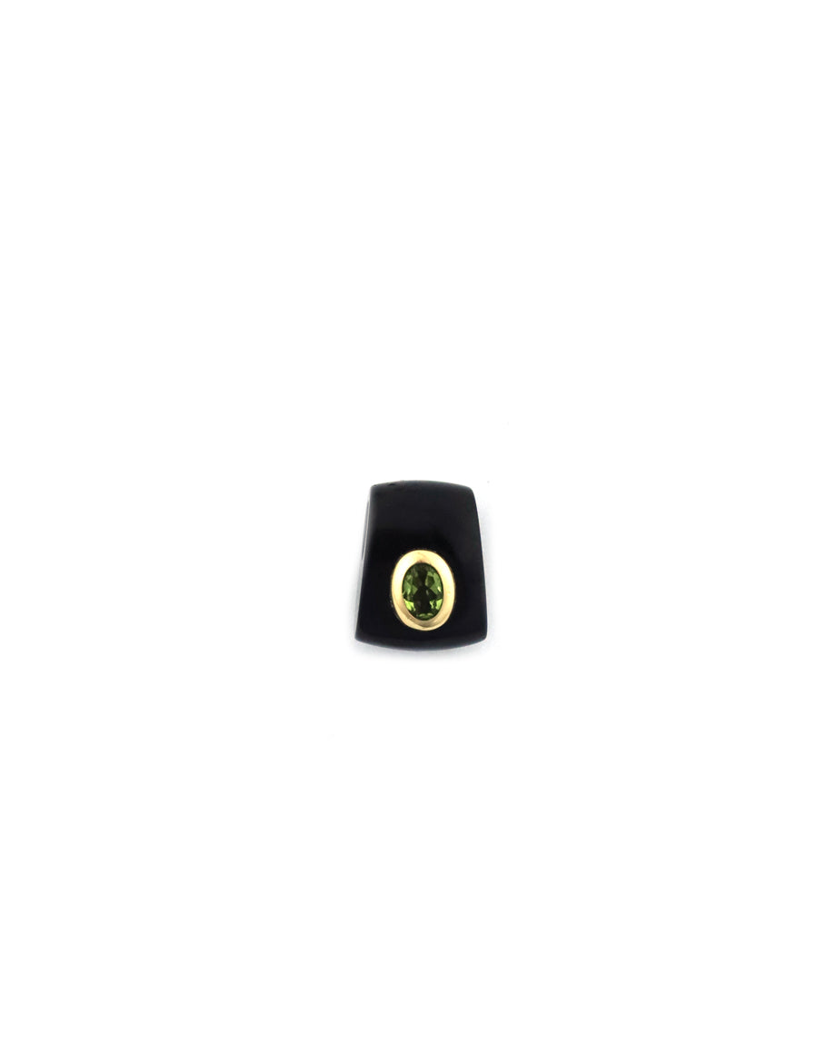 14K Gold Black Onyx Peridot Slide Charm
