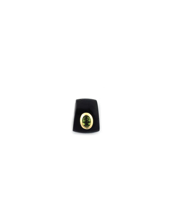 14K Gold Black Onyx Peridot Slide Charm