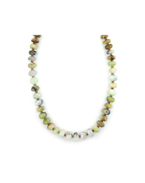 12mm Opal & Pink Sapphire Beaded Necklace