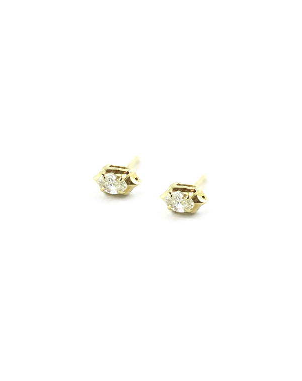 Small 14K Gold Diamond Rhombus Studs