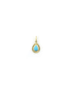 14K Gold Textured Turquoise Oval Charm