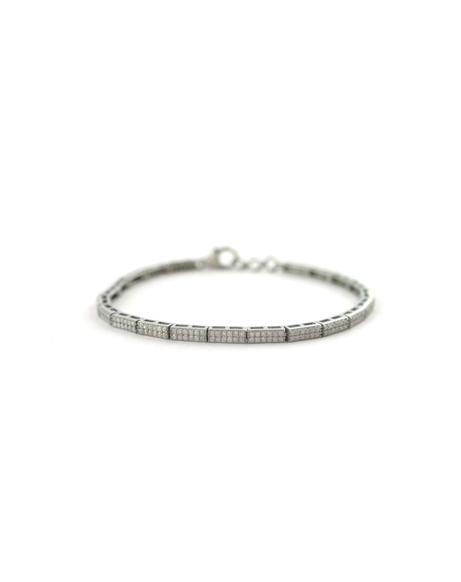 Silver Diamond Modern Rectangle Tennis Bracelet
