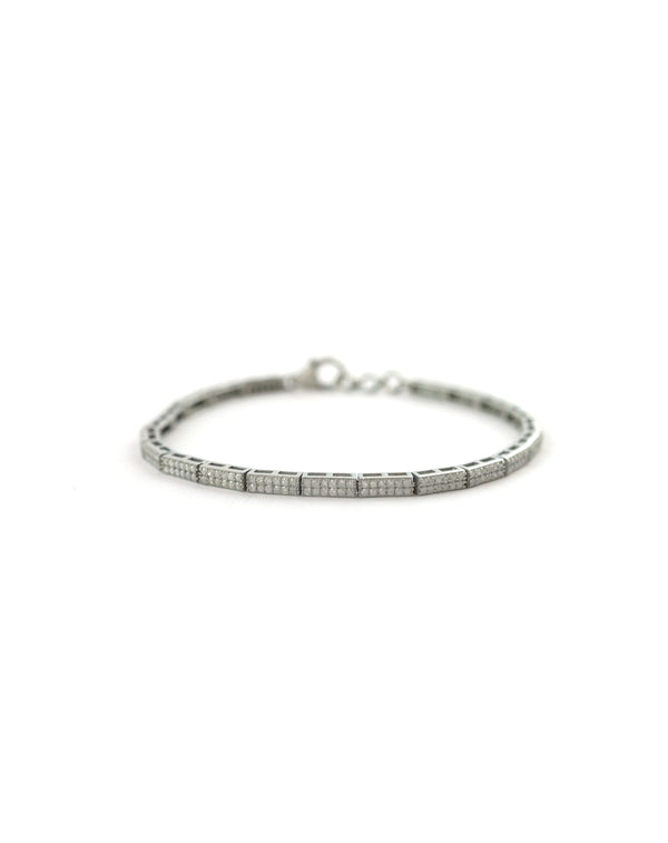 Silver Diamond Modern Rectangle Tennis Bracelet