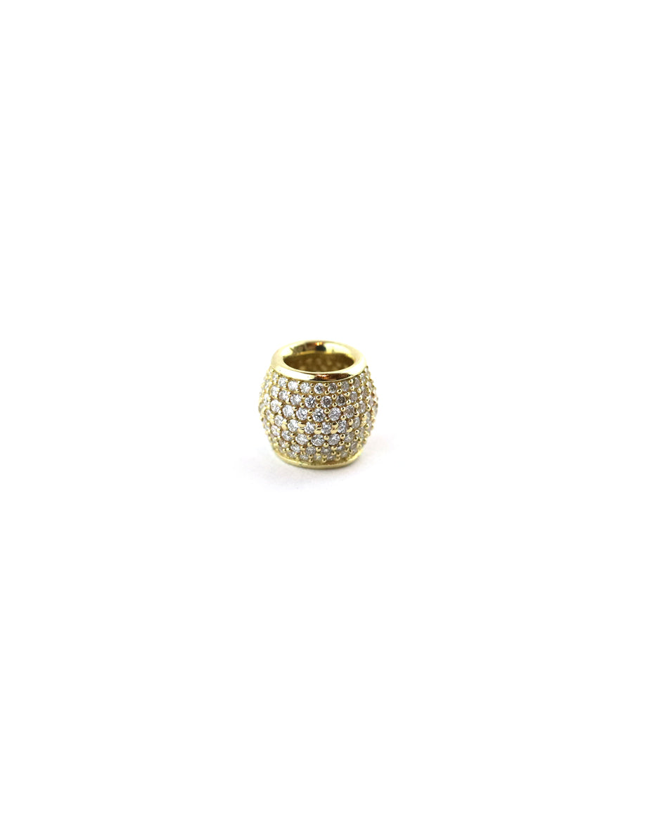 Small 14K Gold Thick Rounded Pave Diamond Spacer