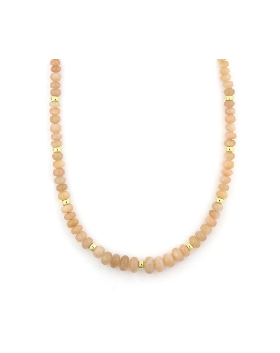 Graduated Peach Moonstone Rondelle Necklace