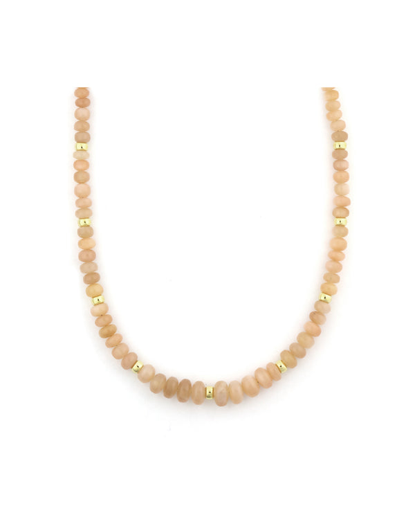 Graduated Peach Moonstone Rondelle Necklace