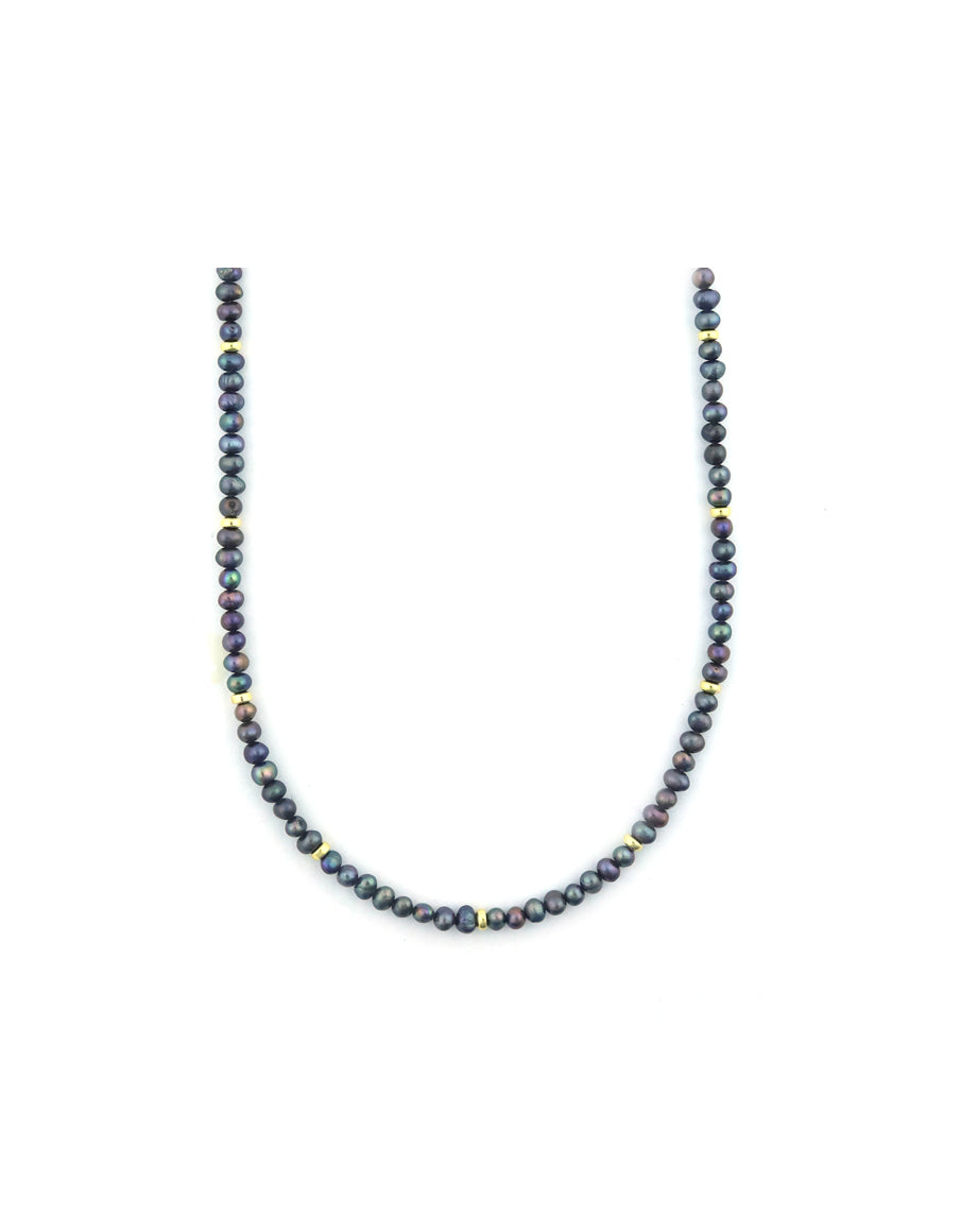 3mm Peacock Pearl Rondelle Necklace