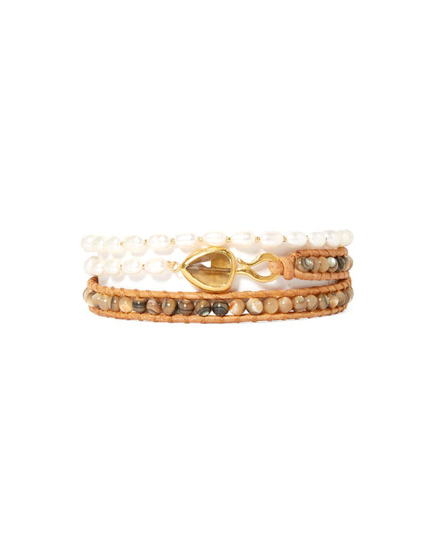 Chan Luu Abalone Pearl Wrap Bracelet