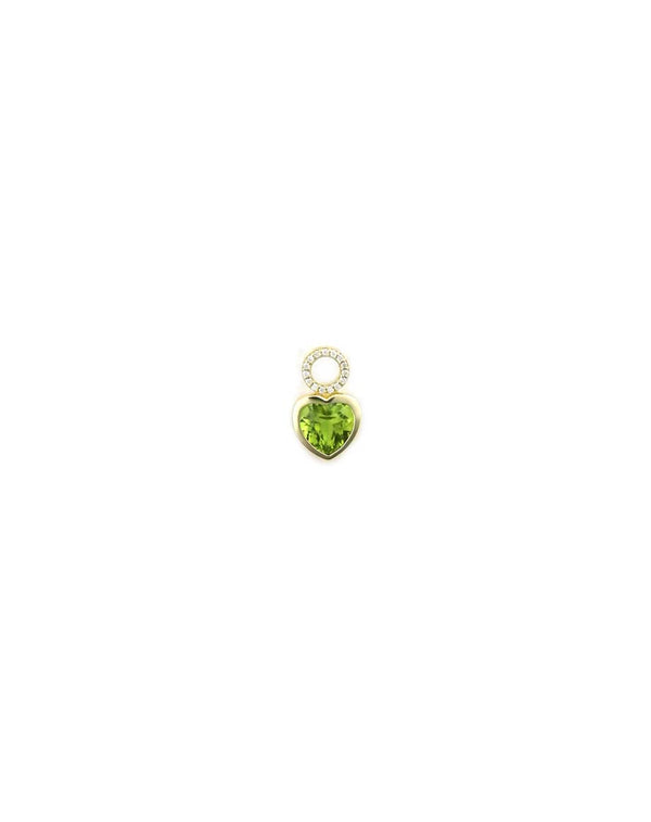 14K Gold Diamond Peridot Heart Earring Charm
