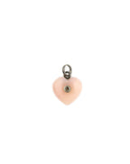 Silver Bezel Diamond Pink Opal Heart Charm